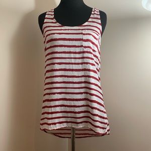 Red and White Striped Silky Top